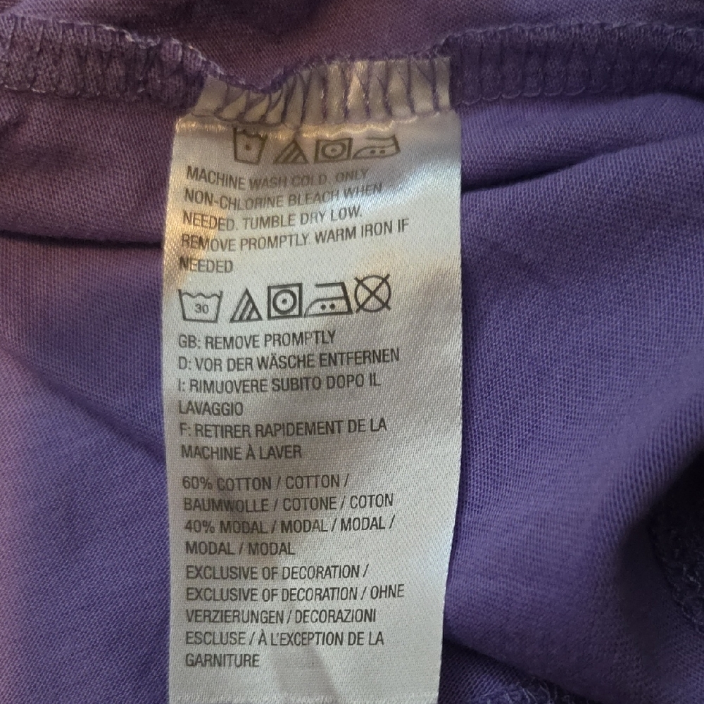 LOGO by Lori Goldstein Purple Short Sleeve Top with Lace Hem - Picture 5 of 5